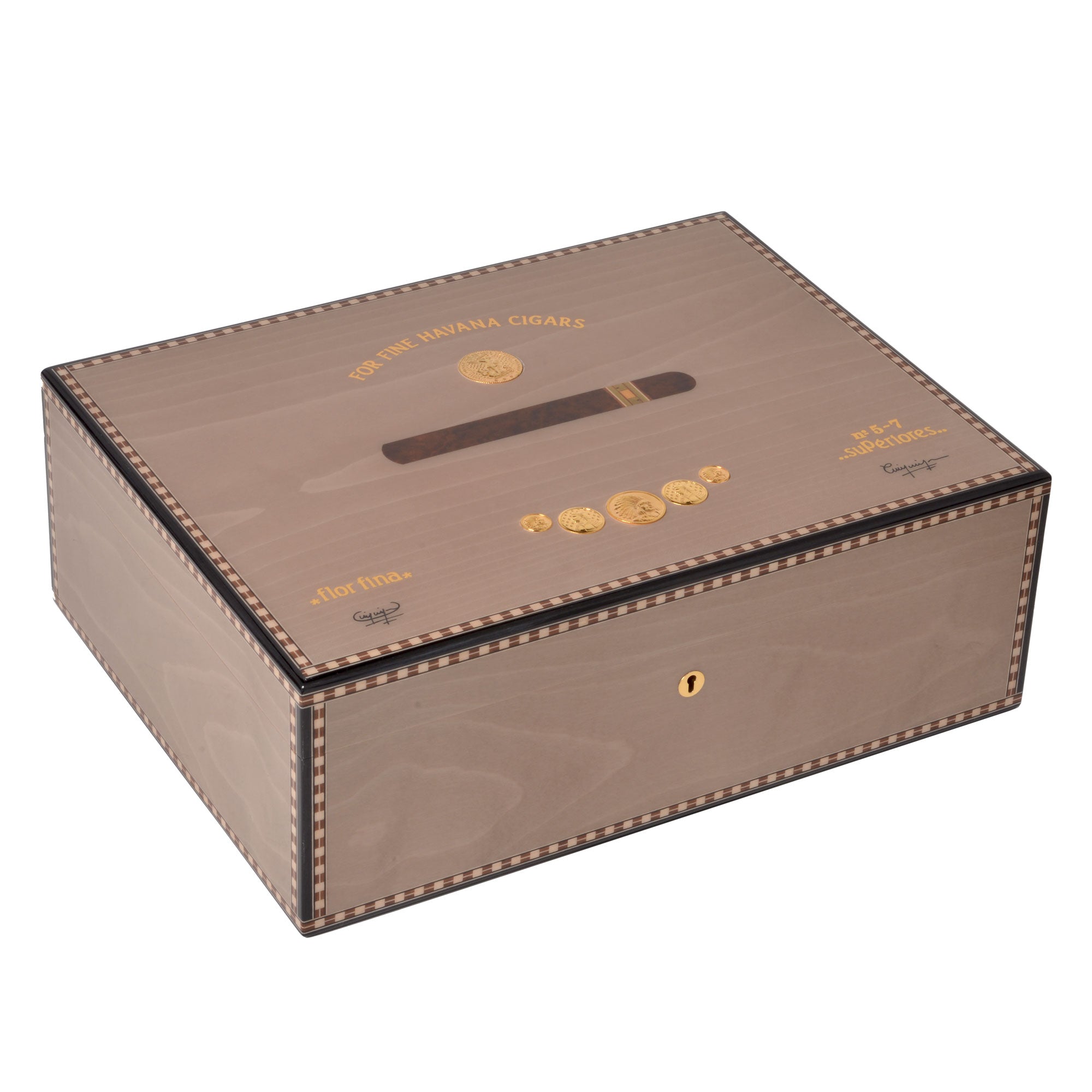 elie-bleu-medal-humidor-200-zigarren-grau-edelholz image 1