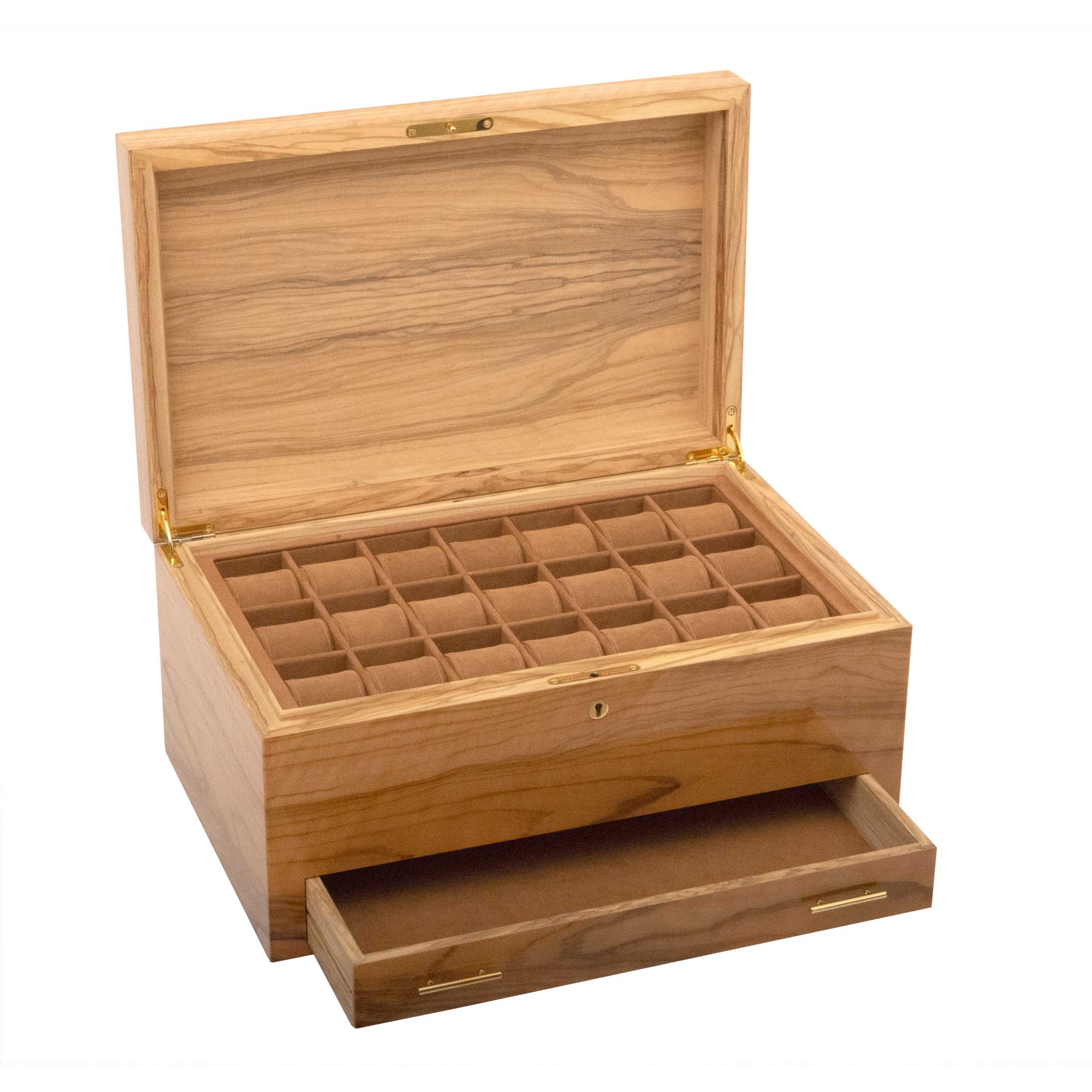 elie-bleu-classic-wood-uhrenbox-21-uhren-olivenholz image 1