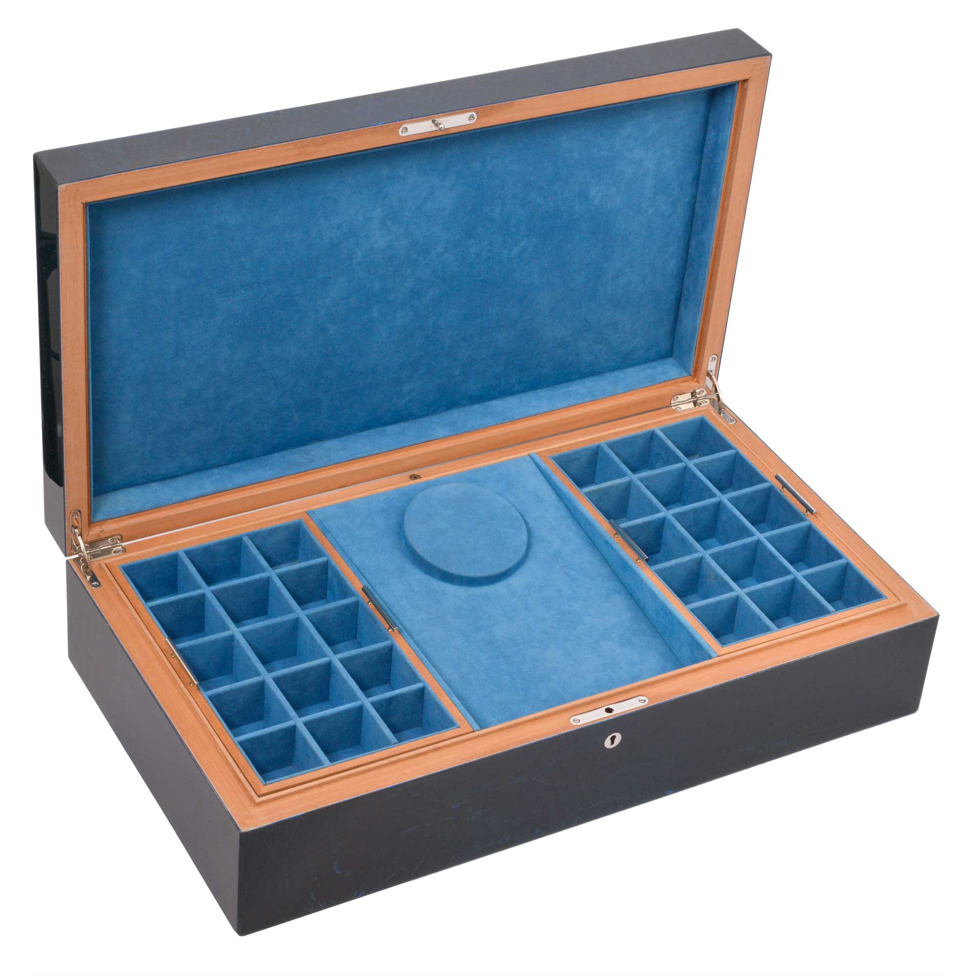 elie-bleu-classic-schmuckkasten-blue-walnut-burl-holz image 1