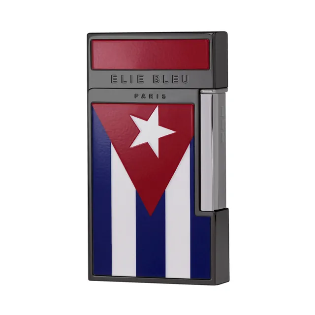 elie-bleu-diamond-jetflame-taschenfeuerzeug-cuban-flag-schwarz image 1