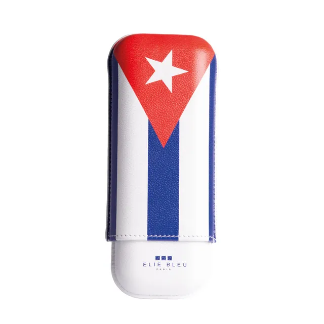 elie-bleu-cuban-flag-zigarrenetui-2-zigarren-leder image 1