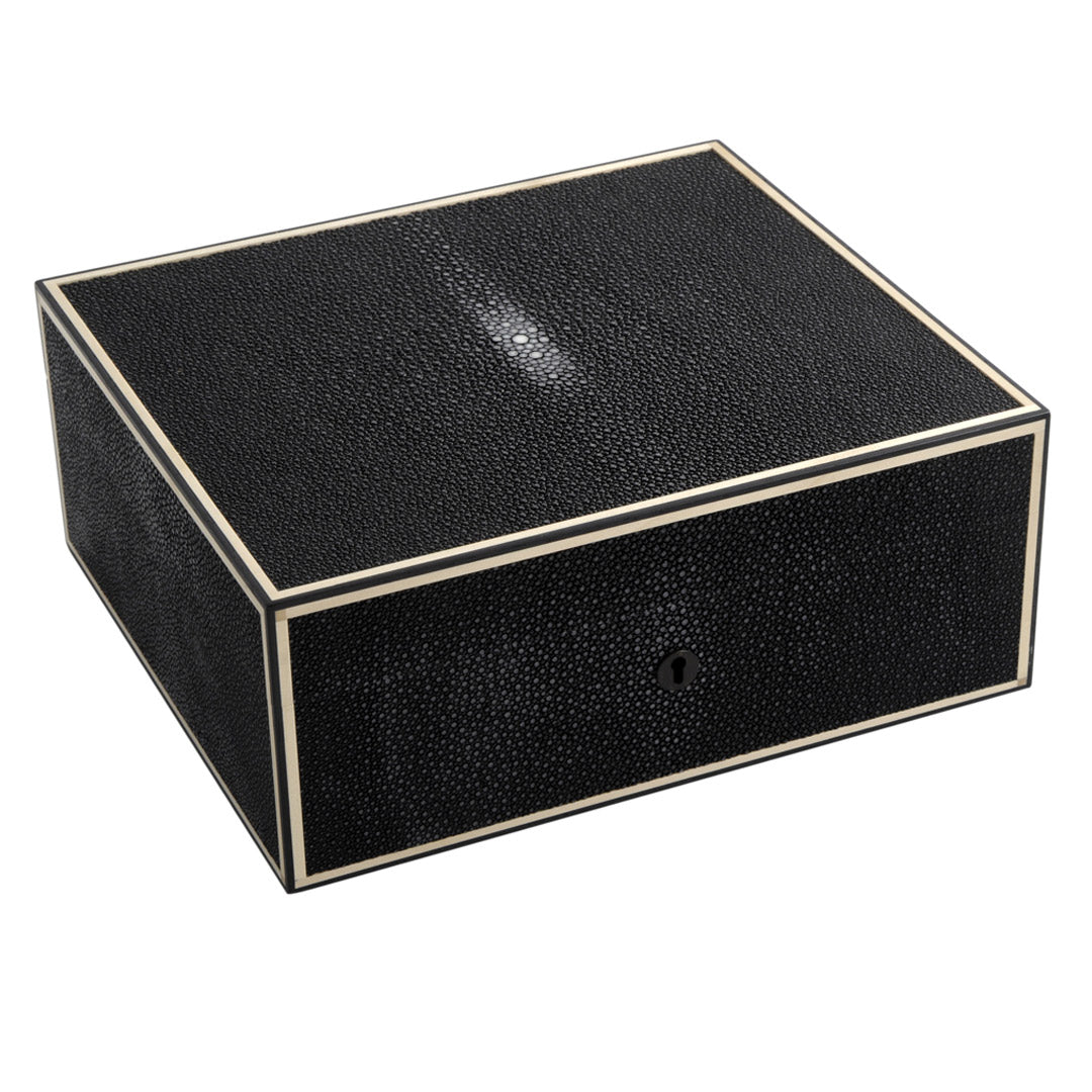 elie-bleu-shagreen-humidor-75-zigarren-schwarz-galuchat image 1
