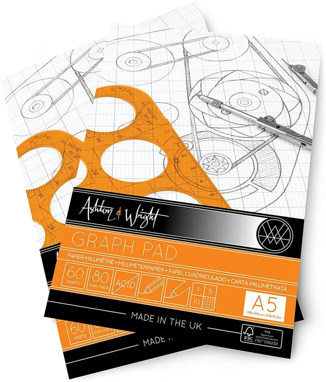 ashton-and-wright-a5-notizblock-kariert-grau-2-st-ck-60-blatt image 1