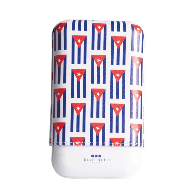elie-bleu-cuban-flags-zigarrenetui-3-zigarren-leder image 1