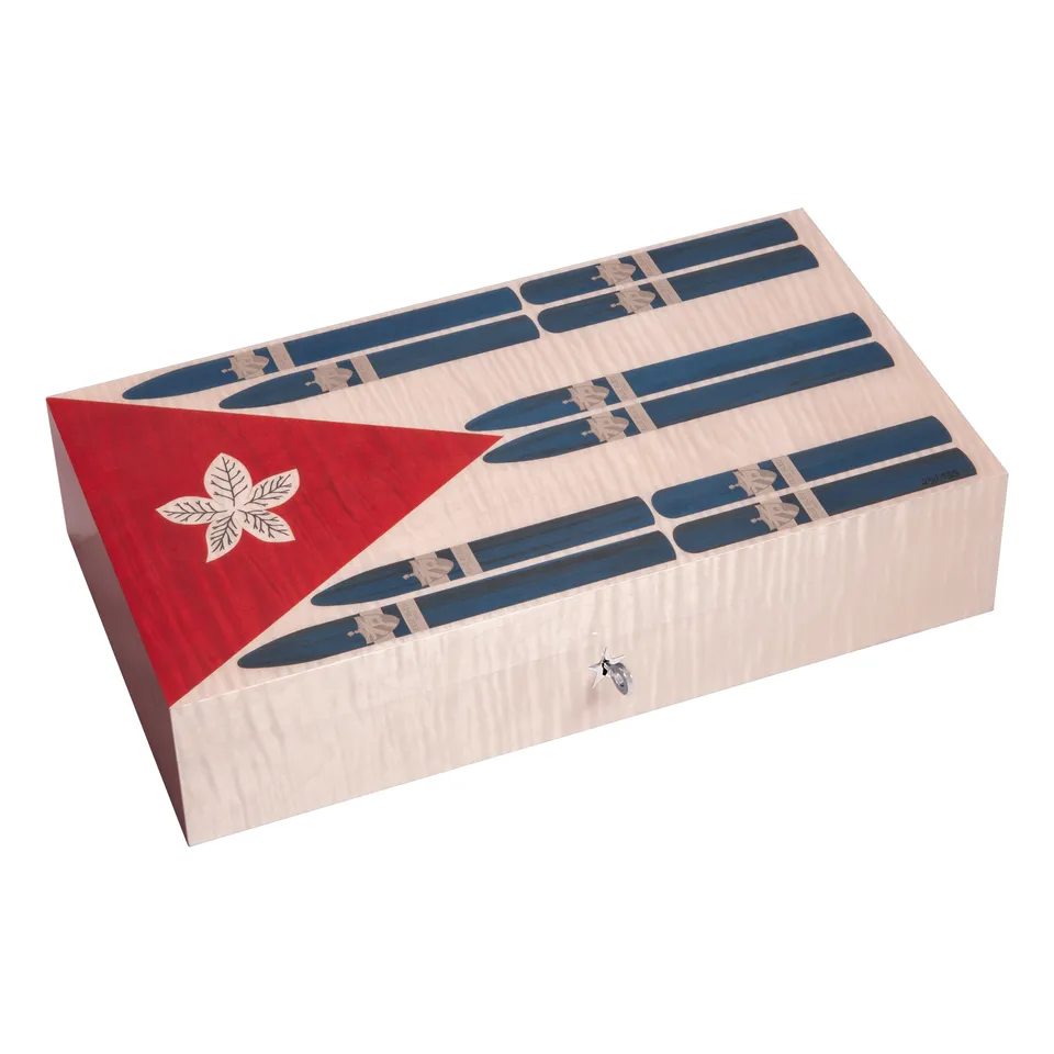 elie-bleu-cuban-flag-humidor-110-zigarren-intarsien image 1