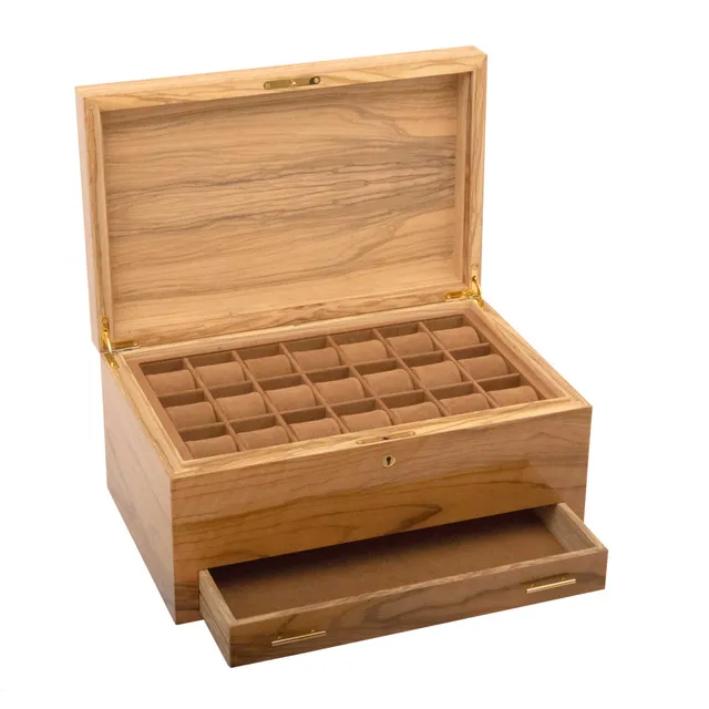 elie-bleu-classic-wood-uhrenbox-21-uhren-olivenholz image 1