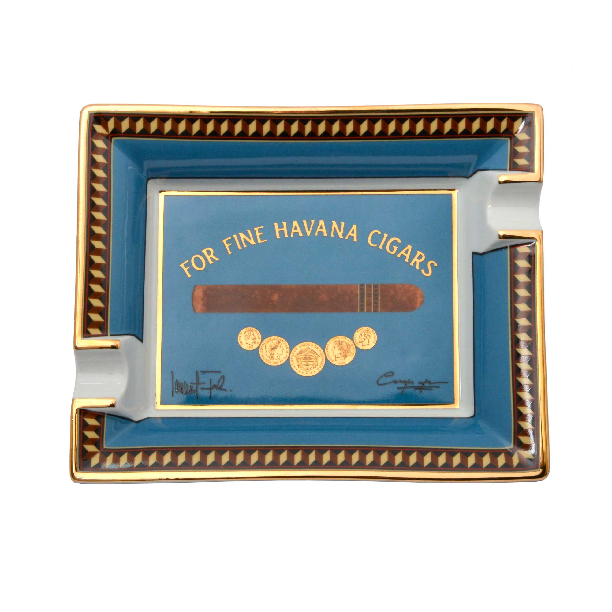 elie-bleu-medal-aschenbecher-porzellan-blau-zigarren image 4
