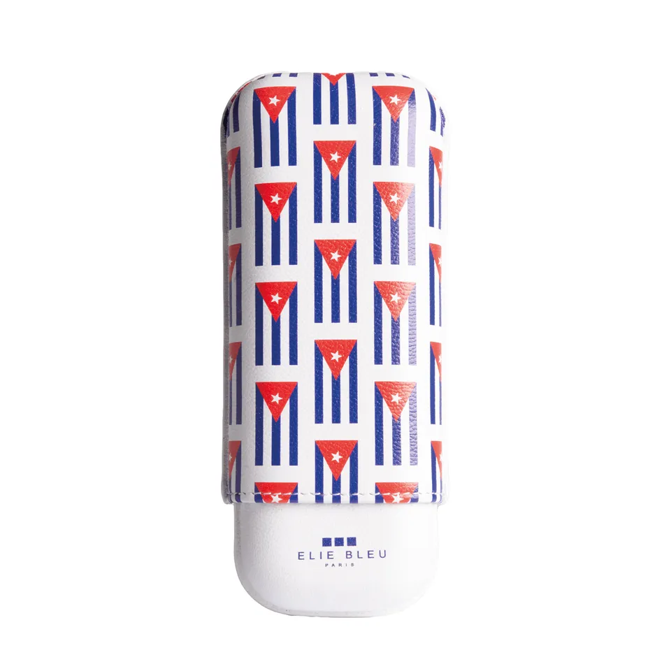 elie-bleu-cuban-flags-zigarrenetui-2-zigarren-leder image 1