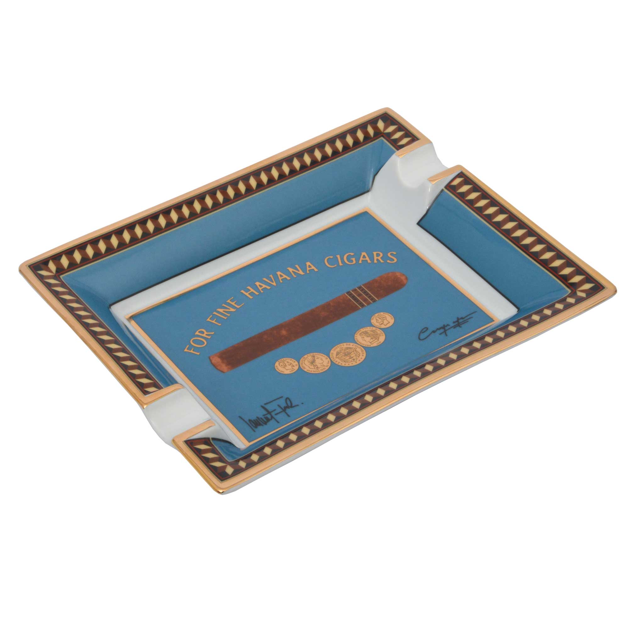 elie-bleu-medal-aschenbecher-porzellan-blau-zigarren image 1