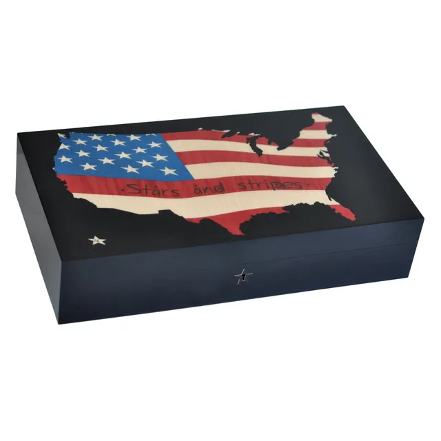 elie-bleu-stars-stripes-map-humidor-110-zigarren-sycomore image 1