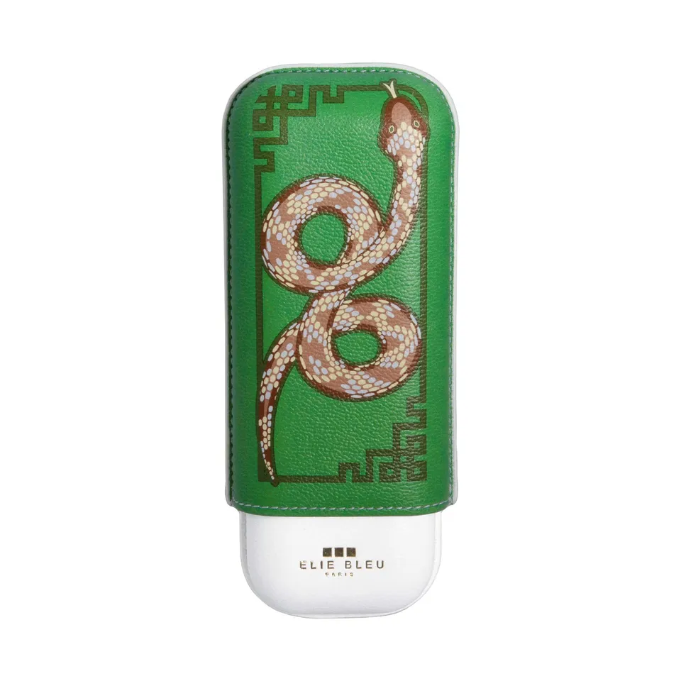 elie-bleu-snake-zigarrenetui-f-r-2-zigarren-leder image 1