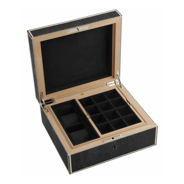 elie-bleu-galuchat-uhrenbox-2-uhren-schwarz-schmuck image 1