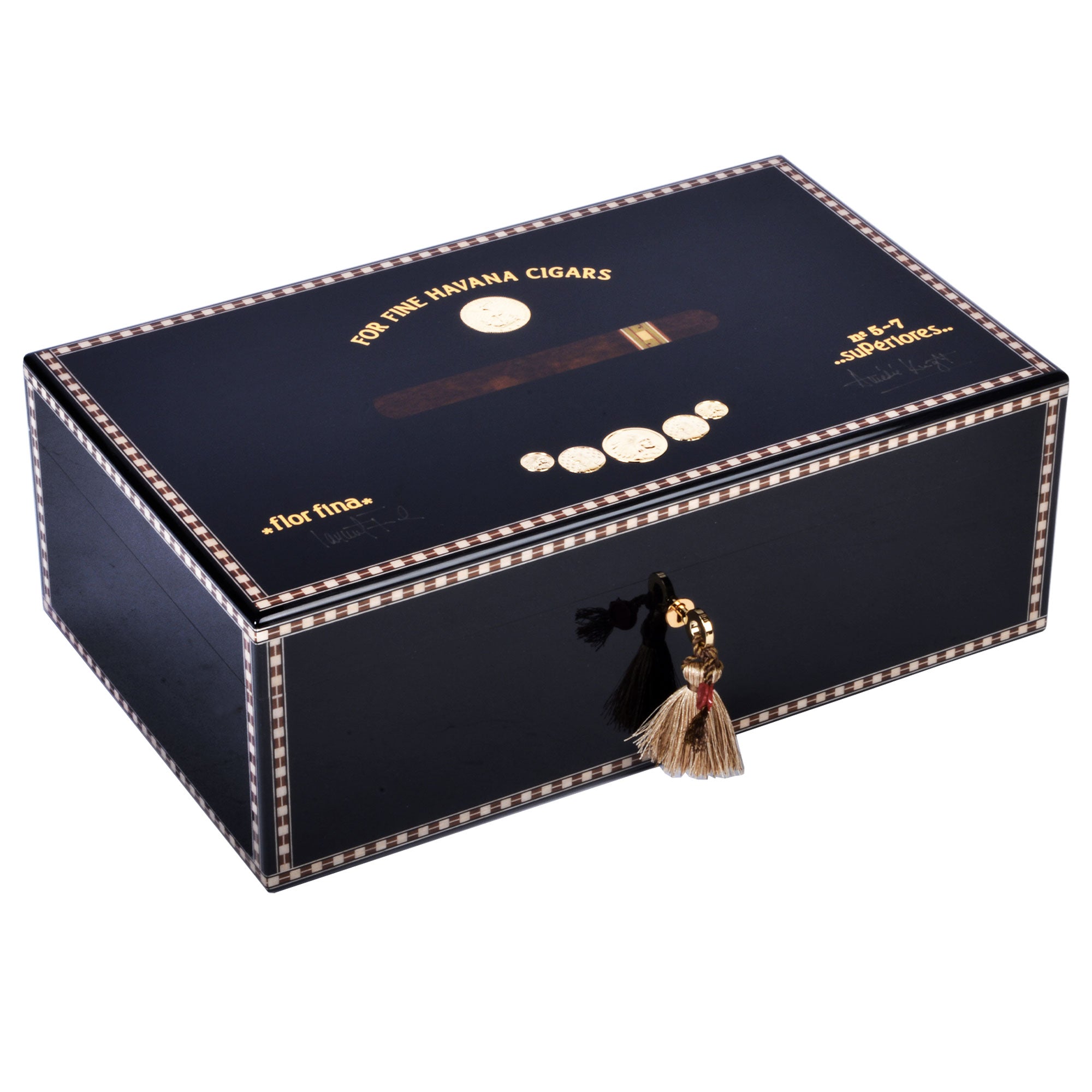 elie-bleu-medal-humidor-120-zigarren-schwarz-intarsien image 1